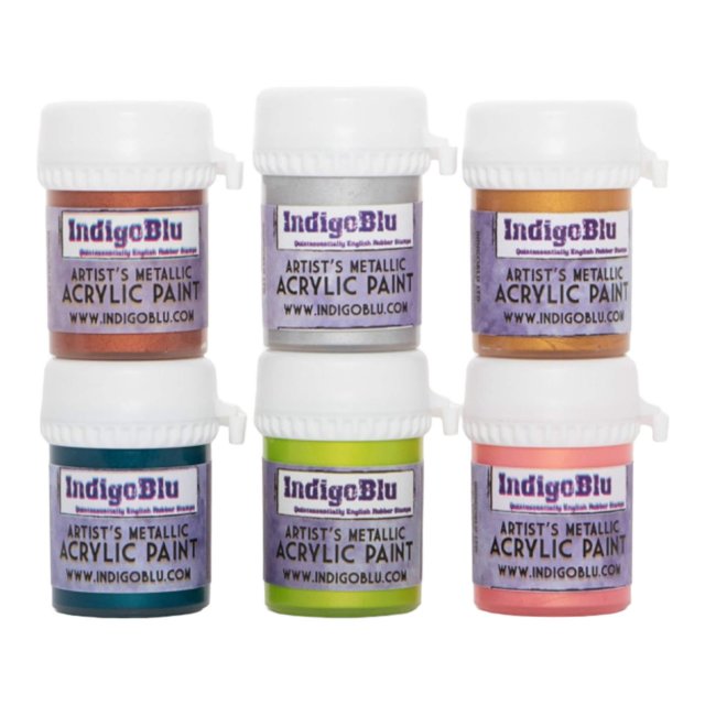 IndigoBlu Stamps IndigoBlu Artists Metallic Acrylic Paint Shaken Not Stirred Bundle | Set of 6