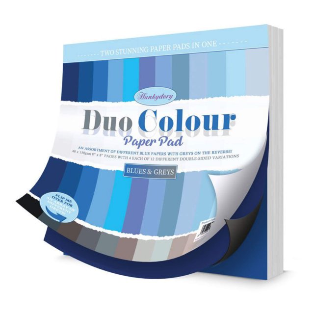 Duo Colour Paper Pads Hunkydory Duo Colour 8 x 8 inch Paper Pad Blues & Greys | 48 sheets