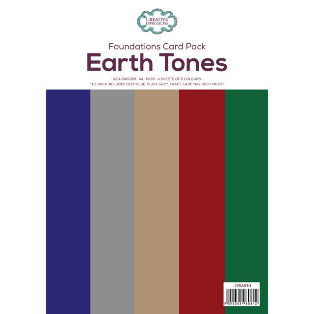 Creative Expressions Foundation A4 Card Pack Earth Tones | 20 sheets