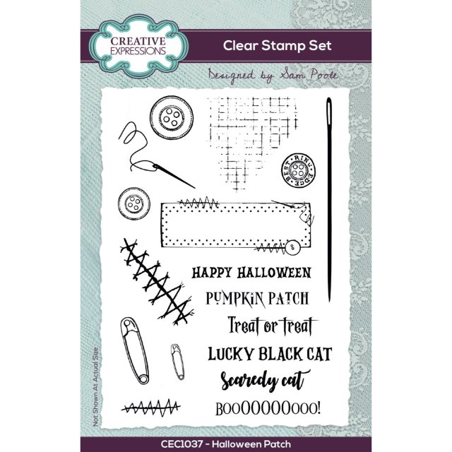 Sam Poole Creative Expressions Sam Poole Clear Stamp Halloween Patch | Set of 17