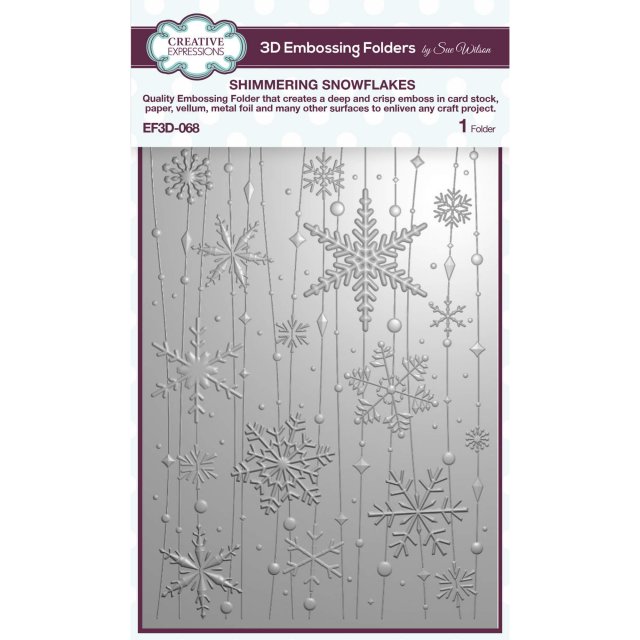 Sue Wilson Sue Wilson 3D Embossing Folder Shimmering Snowflakes