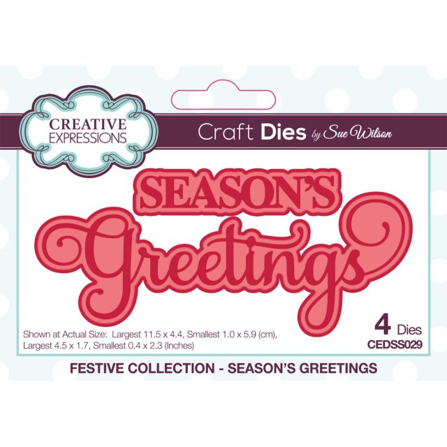 Sue Wilson Sue Wilson Craft Dies Festive Collection Season's Greetings | Set of 4