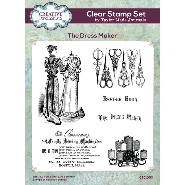 Taylor Made Journals Creative Expressions Taylor Made Journals Clear Stamp Set The Dress Maker | Set of 6