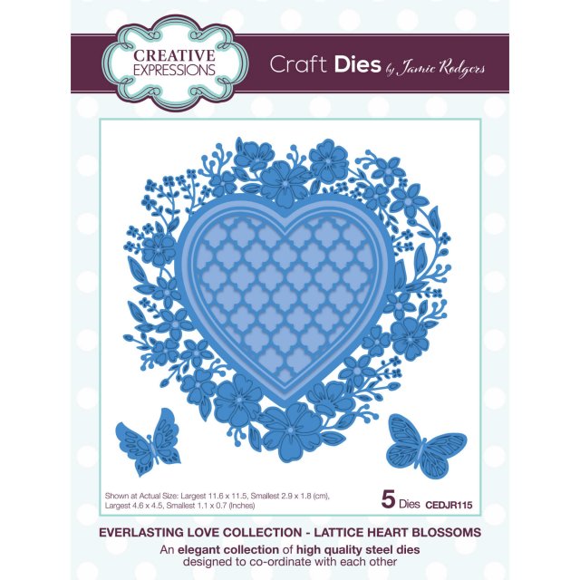 Jamie Rodgers Jamie Rodgers Craft Die Everlasting Love Lattice Heart Blossoms | Set of 5