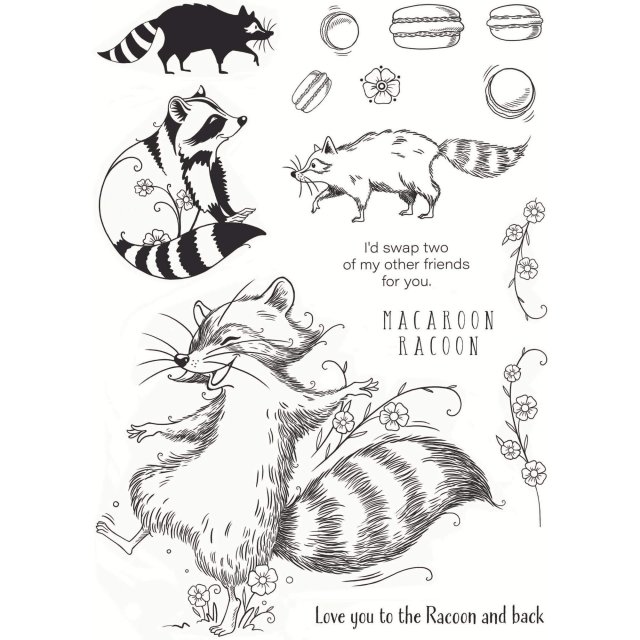 Pink Ink Designs Clear Stamp Macaroon Racoon Set of 15