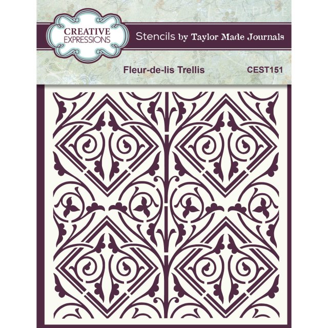 Taylor Made Journals Creative Expressions Stencil by Taylor Made Journals Fleur-de-lis Trellis | 6 x 6 inch