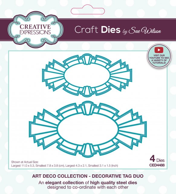 Sue Wilson Craft Dies Art Deco Collection Decorative Tag Duo | Set of 4