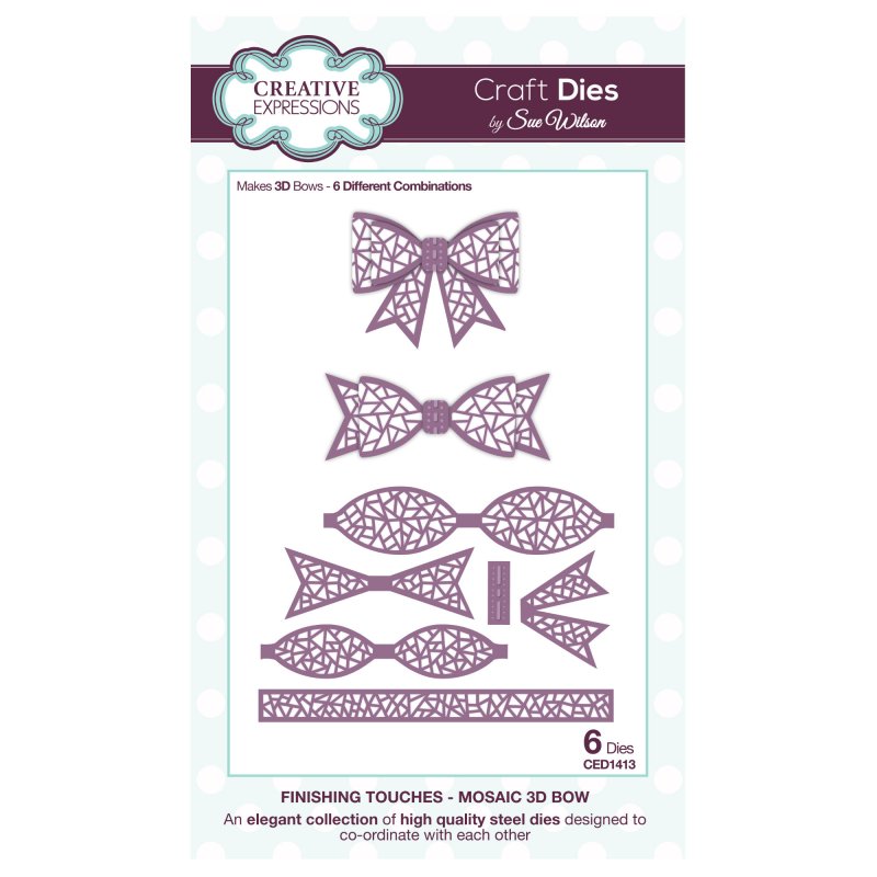 Sue Wilson Sue Wilson Craft Dies Finishing Touches Collection Mosaic 3D Bow | Set of 6
