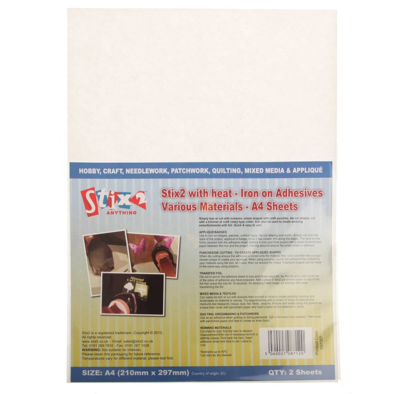 Stix2 Stix2 Iron on Adhesive Sheets for Various Materials | Pack of 2